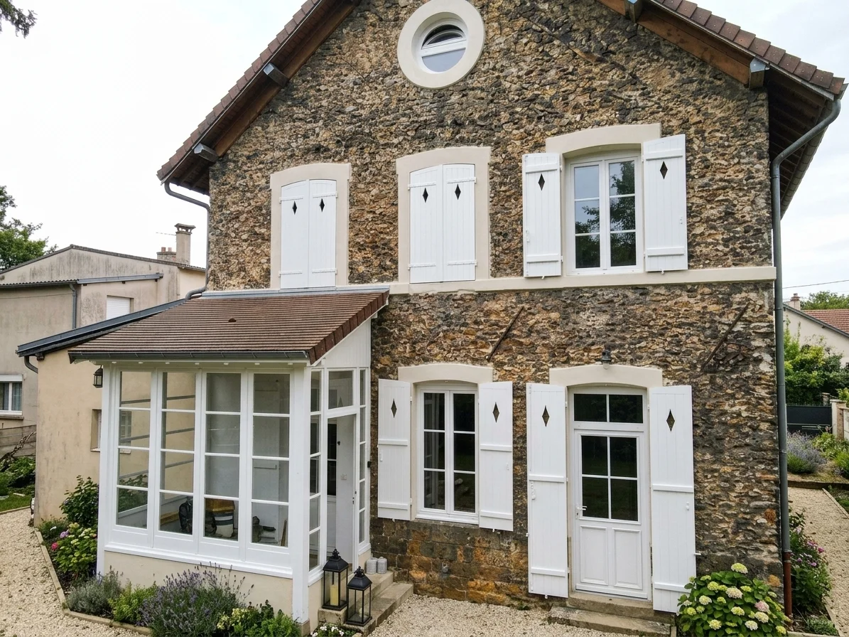 Rénovation de façade en pierre meulière à L'Isle-Adam